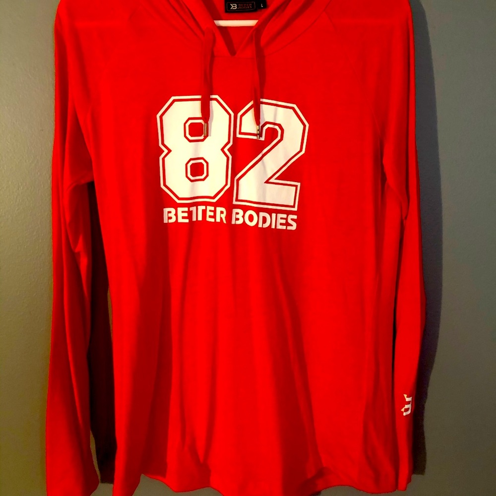 Women’s large red Better Bodies hoodie shirt